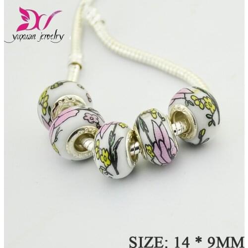 Fashion New Product Multicolor European Murano ceramics Big Hole Beads fit diy Bracelet charm beads colar TK018