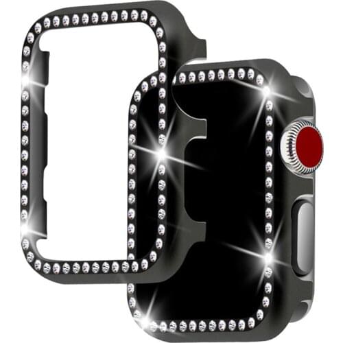 Diamond watch case For Apple watch SE 6 5 44mm/42mm/40mm/38mm protective cover iwatch 4 3 2 1 Aluminum alloy Crystal shell