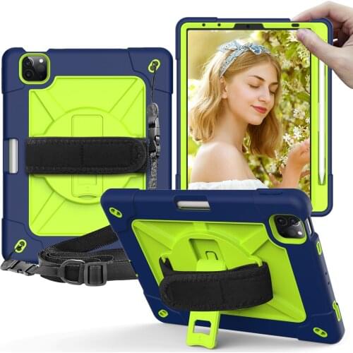 Case For iPad Air 4 10.9 2020 Rugged Shockproof Tablet Cover Shoulder Hand Strap Kids Heavy Duty Armor Tablet Case Stand Shell