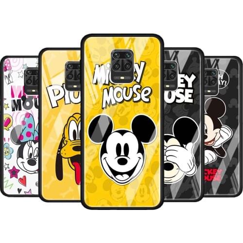 Lovely Disney Mickey for Xiaomi Redmi Note 10 Pro Max 10S 9T 9S 9 8T 8 7 Pro 5G Luxury Tempered Glass Phone Case Cover