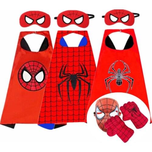 Childrens Spiderman Cloak/Mask/Gloves Fantasy Props Kid Peter Parker Mask Halloween Superhero Gloves Toy Gift