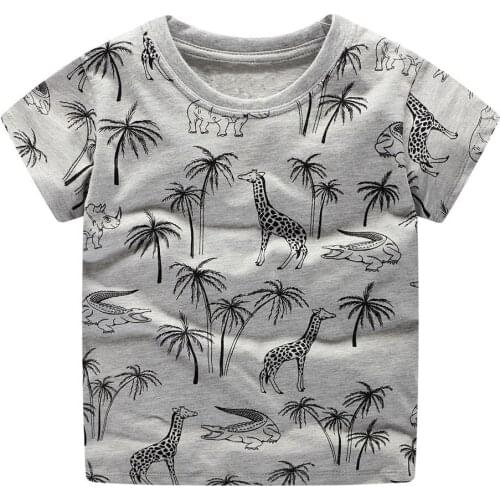 Jumping Meters Boys Top Printed Animals Shirt Baby Tees Summer Clothes 18 Cartoon Kids Tshirts For Boys Clothing Children