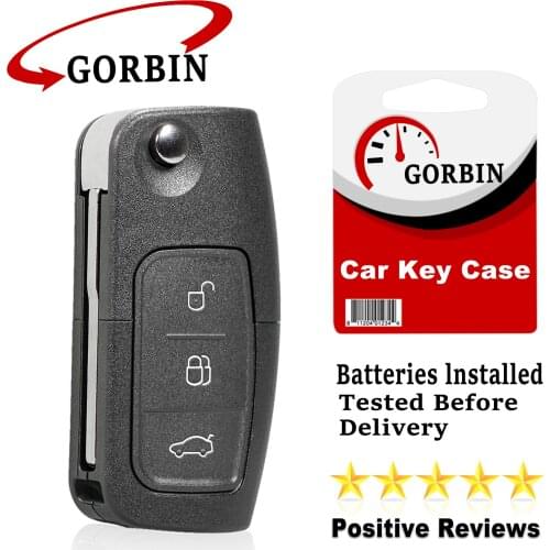 GORBIN for Ford Key Shell 3 Button Remote Car Key Case for Focus Fiesta C-Max Ka Mondeo S-Max Ka Galaxy Modified Flip Keys