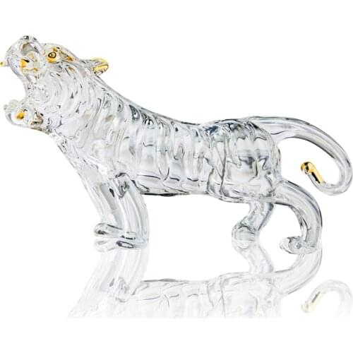 H&D Handmade Lucky Crystal Tiger Statues Attract Wealth Desktop Figurine Home Office Decoration Housewarming Congratulatory Gift