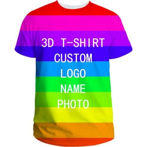 Customized Print 3D T Shirt Men/Womens DIY Photo Logo Brand Top Tees Tops Boy/Girlss Clothes Casual T-shirts Free Custom Made