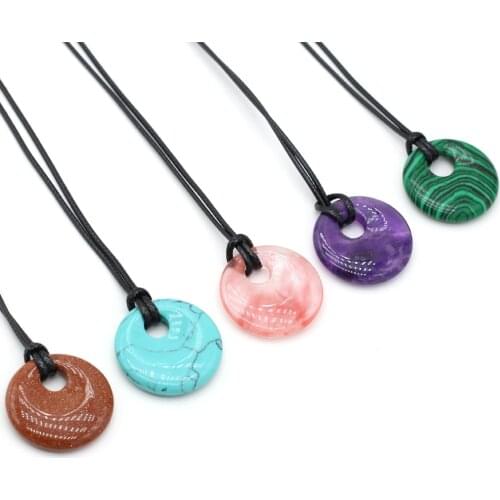 Exquisite Big Hole Beads Necklace Natrual Agates Stone Pendant Necklace for Women Jewerly Making DIY Party Gift 30x30mm