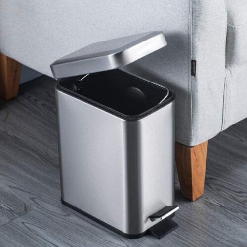 5L Kitchen Trash Can Dust Bin Lid Pedal Dust Bin Wastebasket Rectangular Removable Inner Waste Basket Bathroon Bedroom Office