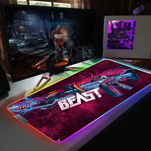 CS GO Hyper Beast RGB Pad for Mouse Pad LED Mat Lighting Mause Pad Gaming Computer Colorful Glow Keyboard Table Mat Pc Gamer Rug
