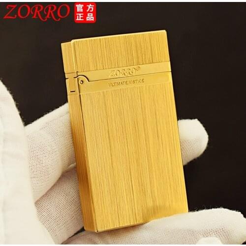 Zorro Brass Kerosene Lighter Metal Creative Gold Brushed Bright Sound Oil Machine Office Business High Grade Smoking Gift Box