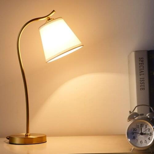 Nordic Copper Table Lamp E27 Bedroom Decoration Table Lamps for Bedroom Bedside Living Room Study Reading Room Desk Night Lights