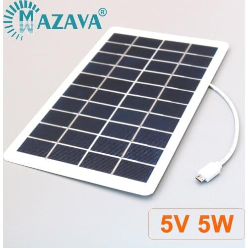 Micro USB Solar Panel 1000mA 5W 5V Portable Solar Charger Pane Climbing Fast Charge Travel DIY Solar Charger Powerbank Outdoor