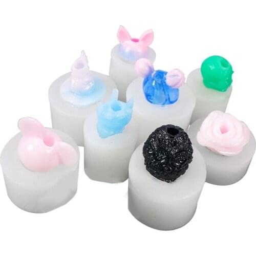 Cute Rose Flower Straw Topper Silicone Mold Skull ET Cap 8mm Straws Topper Mold F3MF