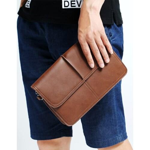 Fashion Leather man clutch bags money bag retro leather men card holder wallet business Large wallet coin purse mobile phone bag