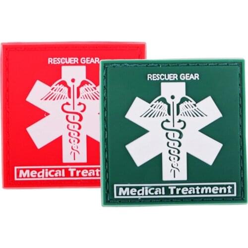 PVC Patch Star of Life US Army RESCUER GEAR Patch MEDICAL Badges Appliques Embroidered Patch For Jacket Backpack