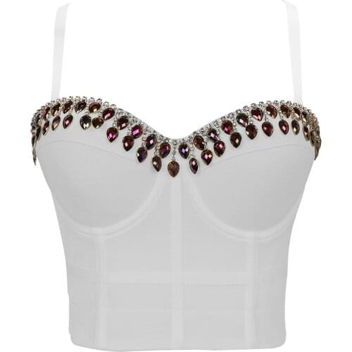 2021 New Bustier Mesh Top Women Clothing Harajuku Beading Party Tops Women Crop Top Women Corset Tank Top Cropped