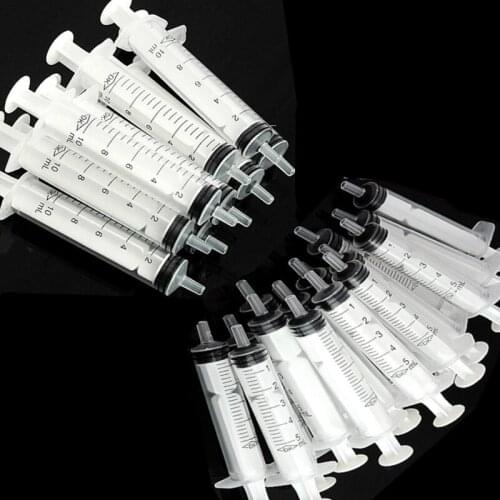10Pcs Disposable Plastic 5/10 ml Injector Syringe No Needle For Lab Nutrient Measuring