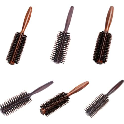 6 Types Straight Twill Hair Comb Natural Boar Bristle Rolling Brush Round Barrel Blowing Curling DIY Hairdressing Styling Tool