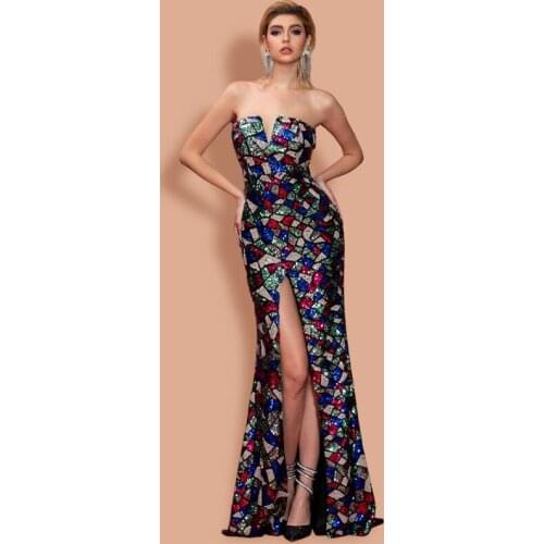 Sexy Evening Dresses Sleeveless Banquet Eveing Dresses Vintage Sequin Party Dresses Formal Dress Women Elegant Reflective Dress