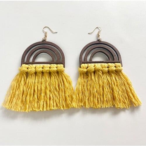 Macrame Tassels Rainbow shape Earring Casual Ethnic Handmade Hot Sale Simple Trendy Statement Wedding Earrings for Women