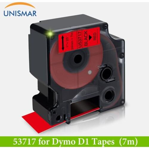 Compatible Dymo 1" Label Tape Black on White Red 53713 for DYMO D1 53717 24mm Ribbon for Dymo Label Printer LabelManager 500TS
