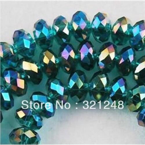 Wholesale fashion 200Pcs green crystal rhinestone glass 6x4mm faceted abacus rondelle loose spacers accessories beads MY2260