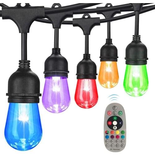 LED S14 String Lights 15M E27 Retro Edison Filament Bulb Garden Patio Hanging Backyard Holiday Wedding Lamps