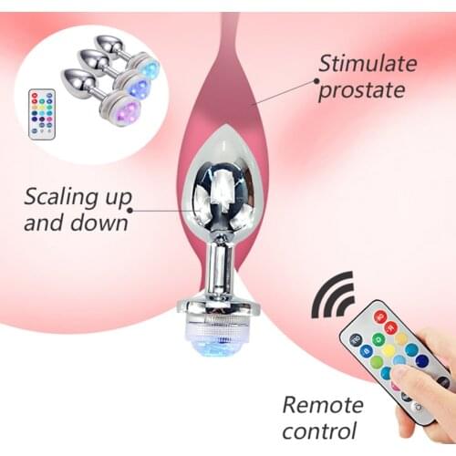 LED Anal Plug Metal Colorful Light Butt Plug Sex Toys For Woman Vagina Massager Realistic Anal Dildo Intimate Goods No Vibrator