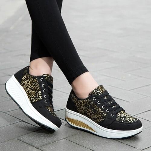 WDHKUN Lace Up Womens Casual Shoes Girl Wedges Platform Shoes Breathable Height Increasing Shoes Thick Sole Ladies Work Shoes