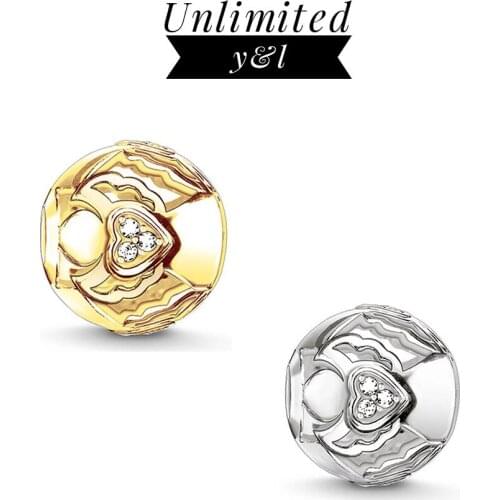 Gold/Silver Guardian Angel Heart Beads Charms Fit Bracelets Necklaces for Women Men DIY Jewelry Making Accessories Wholesale