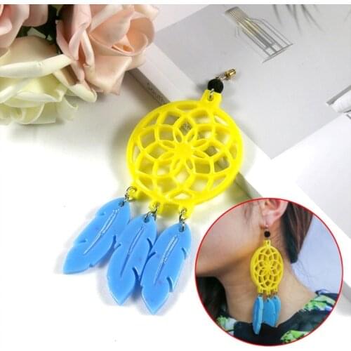 1 Set Dream Catcher Feather Pendant Epoxy Resin Mold Earrings Necklace Keychain Casting Silicone Mould DIY Crafts Mold
