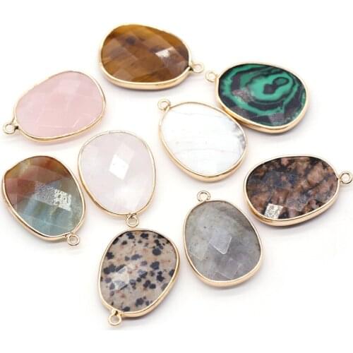 1pcs Natural Stone Egg Shape Charms Flash Labradorite Rose Quartzs Pendant for Earring Necklace Jewelry Making Size 18x25mm