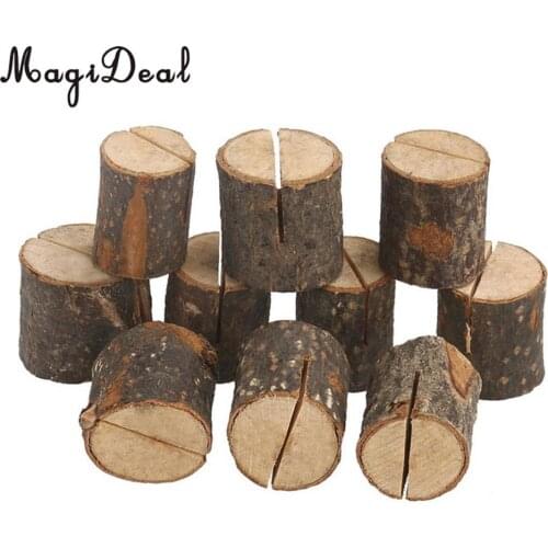 10pcs Wooden Base Wedding Table Number Place Name Card Memo Photo Stand Holder