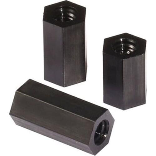 10pcs M4 Black Hexagonal nylon column Flat head double pass Plastic support columns Environmental protection 10mm-45mm Length