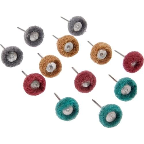 12Pcs 1" 25mm Abrasive Wheel Buffing Polishing Wheel Set Abrasive Brush Grinding Buffing Polishing Wheel for Dremel Rotary Tool