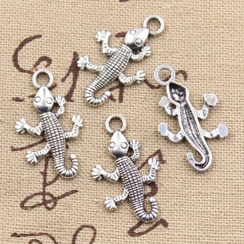 15pcs Charms Gecko Lizard 25x15mm Antique Pendant fit,Vintage Tibetan Bronze Silver color,DIY Handmade Jewelry