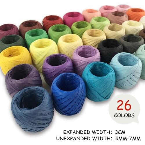 2 Roll Raffia Paper Rope Ribbon 20M Natural Rope Candy Gift Box Packing Raffia Ribbon Cookie Baking Wedding Birthday Party Decor