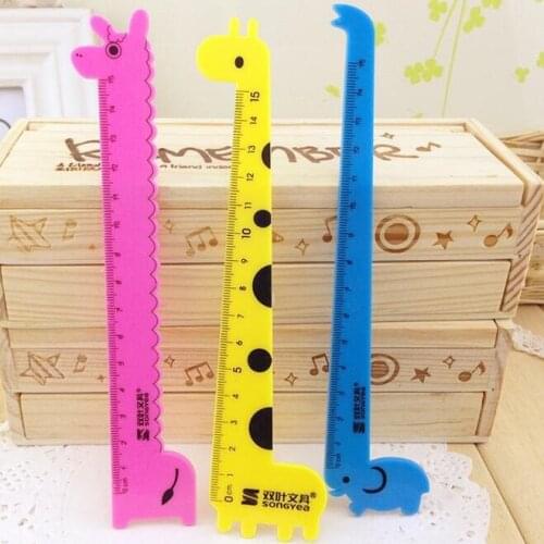 40pcs/lot New Cute Cartoon Giraffe Alpaca Elephant design Plastic Straight ruler 15cm zakka DIY tools Stationery Wholesale