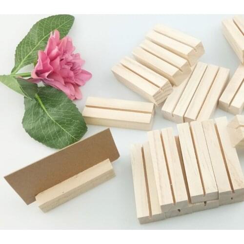 20pcs Natural Wood Name Memo Clips Photo Holder Business Card Stand Desktop Message Organizer