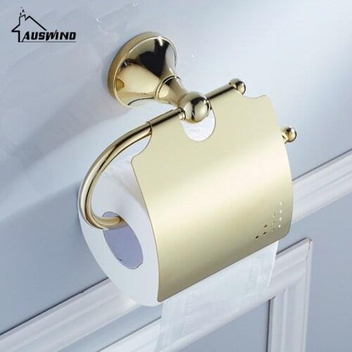 Antique Toilet Tissue Holder Copper Plated Toilet Paper Holder Gold Toilet Roll Holder Wall Mounted Bathroom Accessories Ky30
