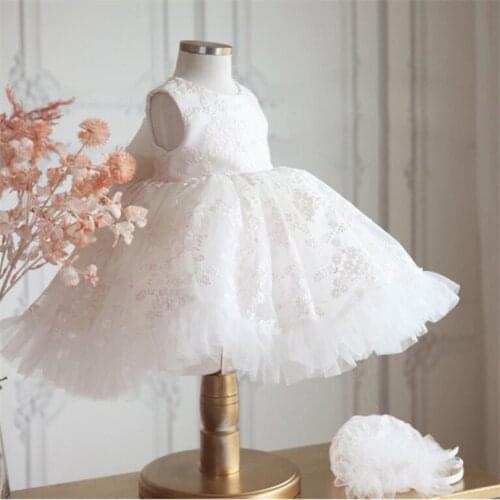Girls Ball Gown Party Wedding Lace Princess 1st First Birthday Baptism Christening Baby Girls Dress Tutu Kids Dresses For Girls