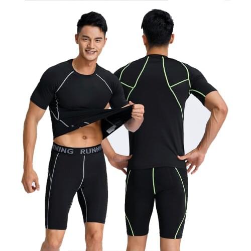 2021 Quick Dry Mens Compression Fitness T-Shirt Sport Shirt Men Bodybuilding Tights Gym Running Shirt Men Workout Clothes