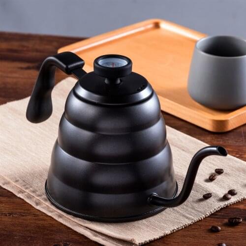 Stainless Steel 1.2L Coffee Kettle with Temperature Pin, Use on Stovetop, Thin Spout like Gooseneck to Pour Over Coffee Tea Pot
