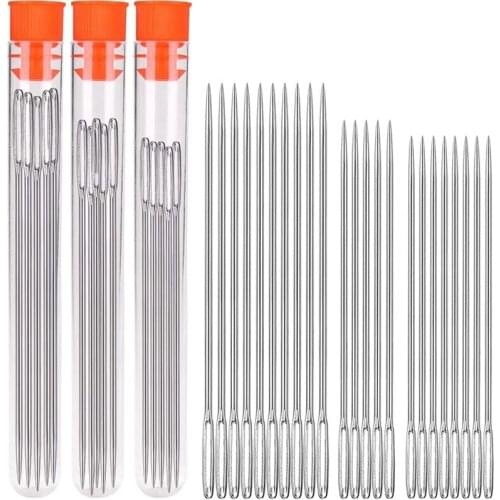 LMDZ 23 PCS Large Eye Stitching Needles Sewing Stitch Needle Hand Sewing Needles Fabric Cross Stitch Needles with Sewing Bottle
