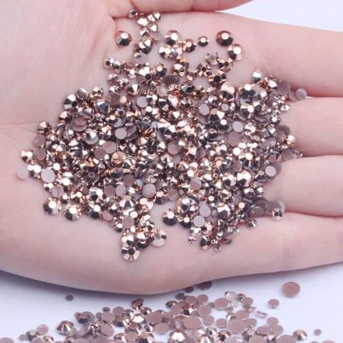 Copper Color Resin Rhinestones 10000-50000pcs/lot Round Flatback Non Hotfix Glue On Beads Machine Cut DIY Nails Art Decorations