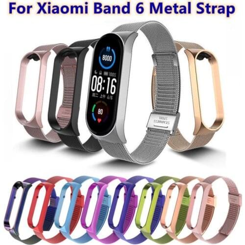 Multi-color Replacement Wrist Band For Xiaomi Mi Band 6 Screwless Stainless Steel Metal Bracelet For MiBand 6 Strap Wristband