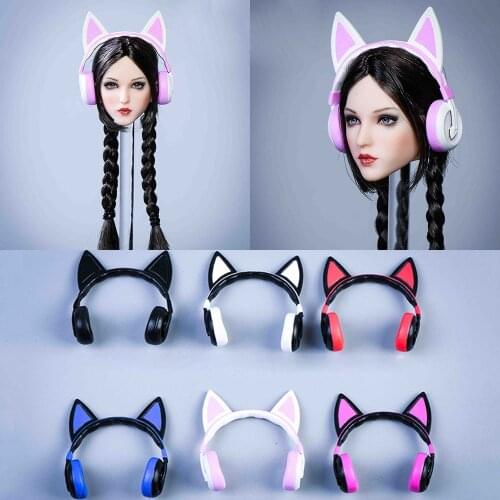 1/6 Scale Earmuffs Ear Miniature Simulation Headset Cat Ear Style Accessories for 12'' Female Girls Action Figure Model