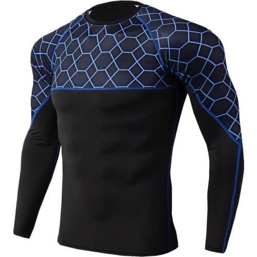 New Men Running Tshirt Compression Top Clothing Gym T Shirt Men Fitness Tight Rashgard Gym Sport T-shirt Breathable Long Sleeve
