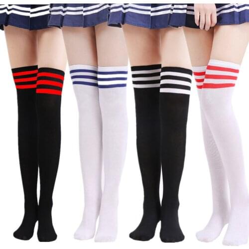New Women Long Stockings Sexy Socks Striped Long Socks Warm Thigh High Socks For Ladies Girls Fashion Striped Knee Socks Women