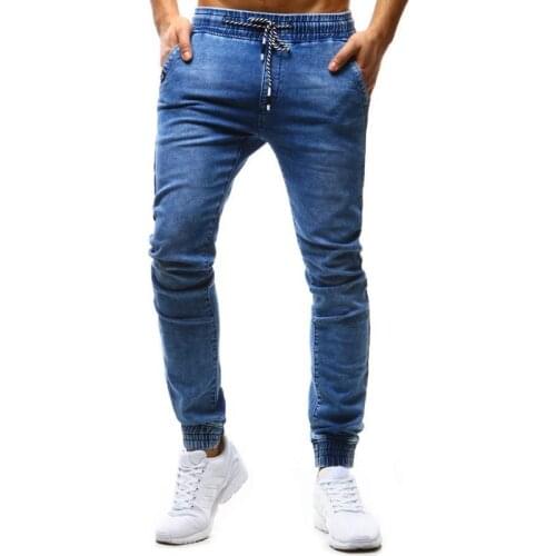 New Classic Loose Drawstring Men Jeans Fashion Slim Casual Male Denim Pants Simplicity Style Man Pencil Pants