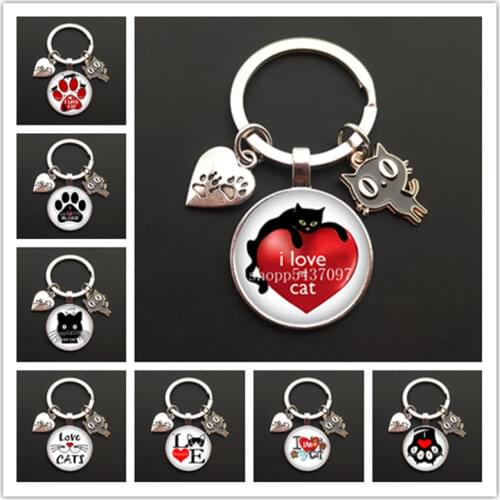 Very Cute Pet Cat Keychain Cat Paw Footprint Pattern Keychain Best Friend Pendant Keychain Favorite Cat Essential Keychain